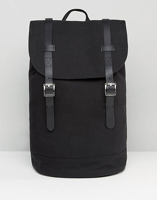 ASOS Backpack In Canvas With Faux Leather Trims
