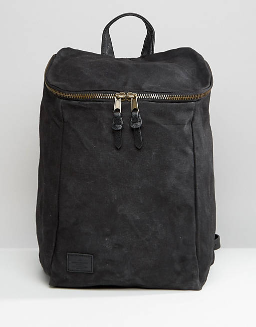 ASOS Backpack In Washed Canvas With Chunky Zip Top