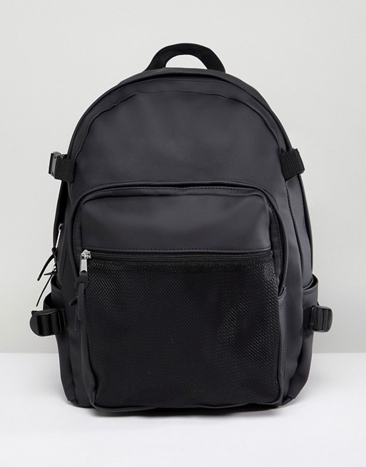 ASOS Backpack With Internal Laptop Pouch In Black Rubberised Finish ...