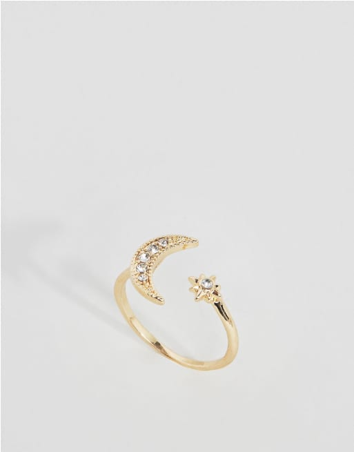 ASOS - Bague ouverte lune et étoile