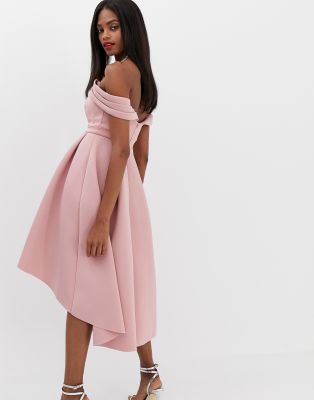 asos pink bardot dress