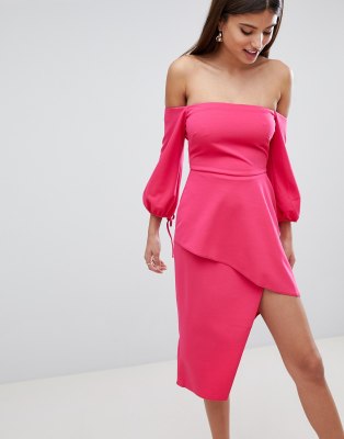 asos bardot midi dress