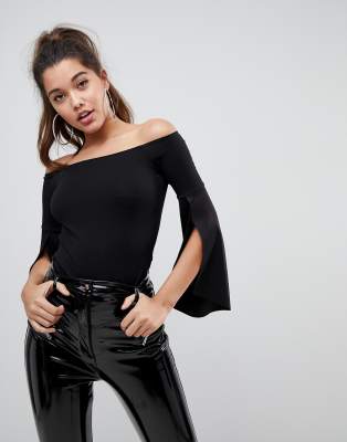 asos black bardot top