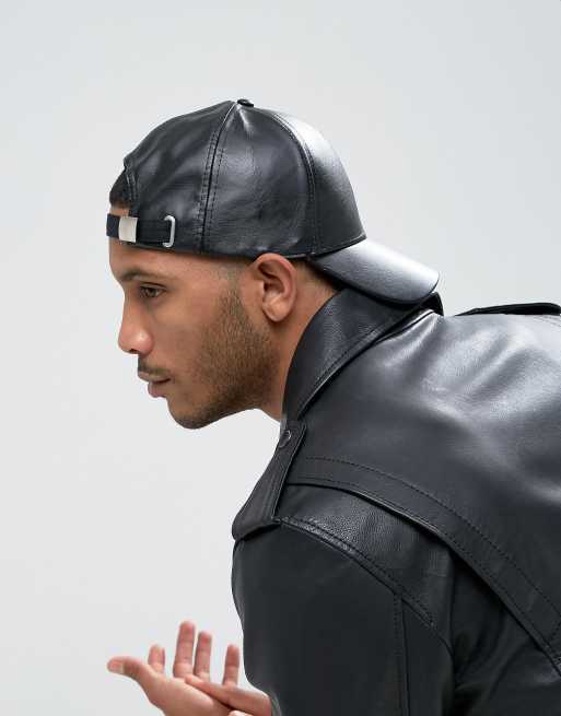 Mens leather store baseball cap