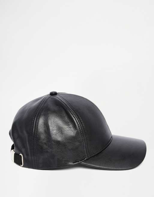 ASOS Baseball Cap In Black Faux Leather