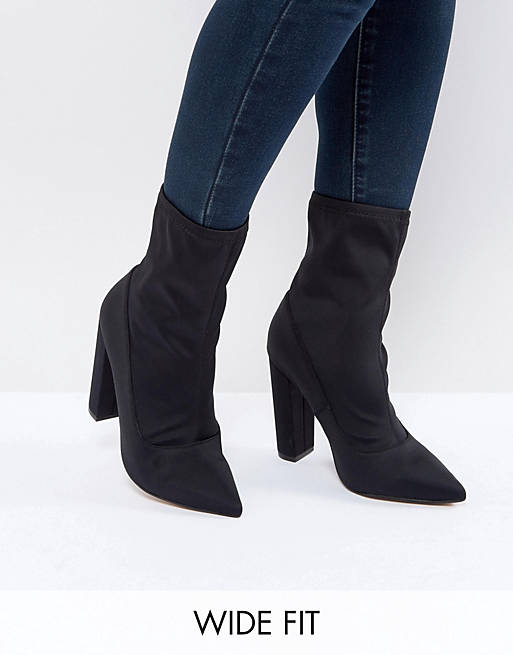 ASOS BASICALLY Wide Fit Pointed Sock Boots