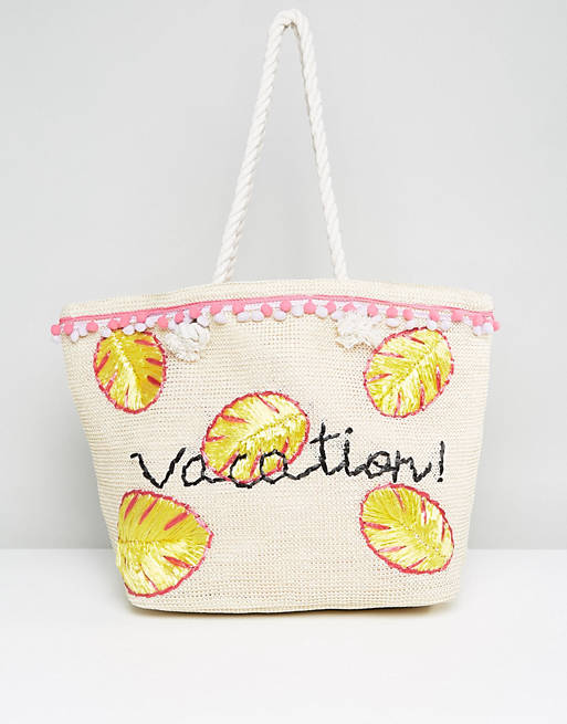 ASOS BEACH – Shopper-Tasche mit Slogan Vacation und Seilhenkeln