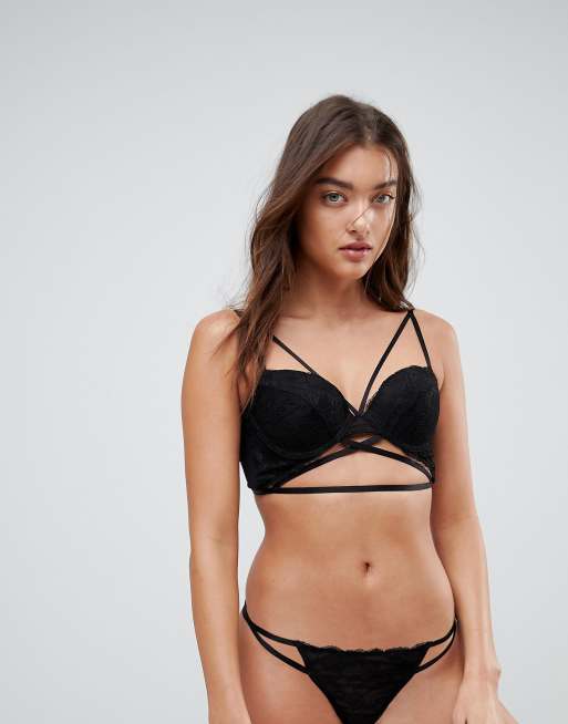 ASOS - Becca - Kanten bh-set met bandjes in zwart met cupmaat 30DD - 38HH, 5 van 5