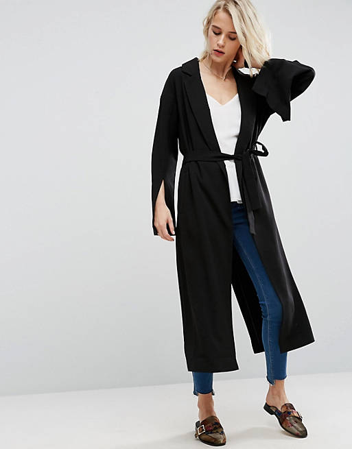 ASOS Belted Duster Coat with Split Sleeve