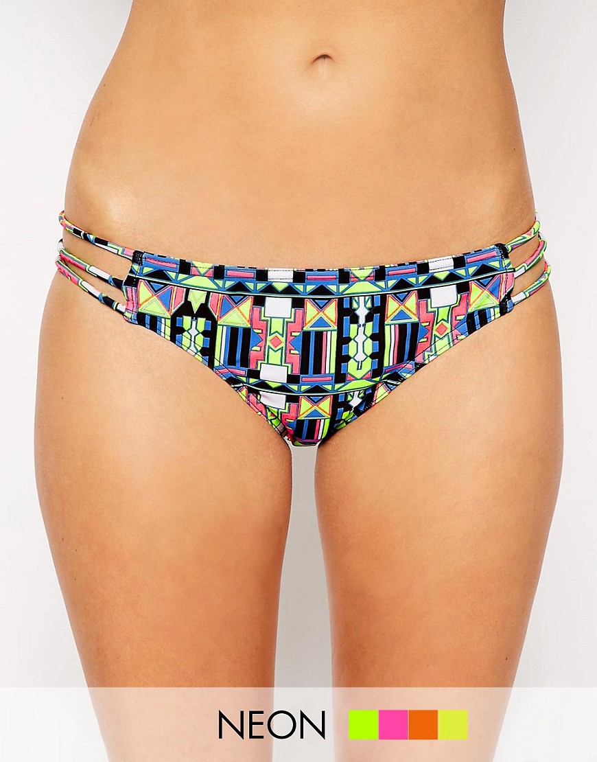 ASOS - Bikinibroekje met kruisbandjes en gekleurde grafische print-Multi