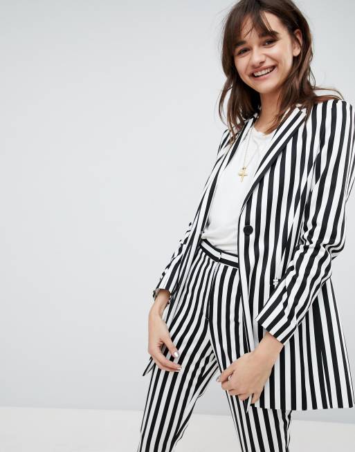 ASOS Tailleur ajust rayures Noir et blanc ASOS