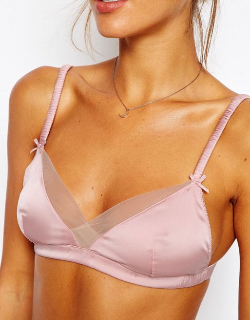 Triangle Bra in Satin and Tulle