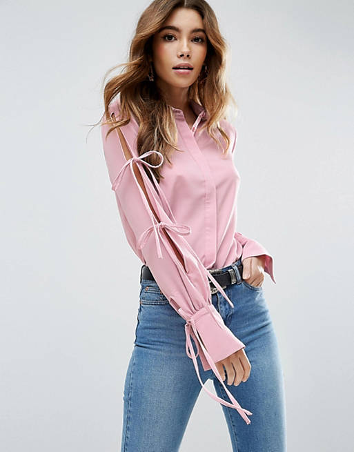 ASOS Blouse With Tie Detail Sleeves