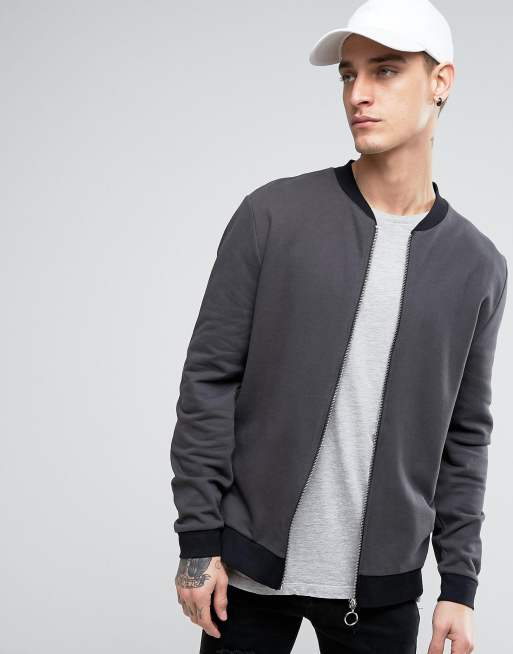 ASOS - Bomber en jersey à bords-côtes contrastants - Noir
