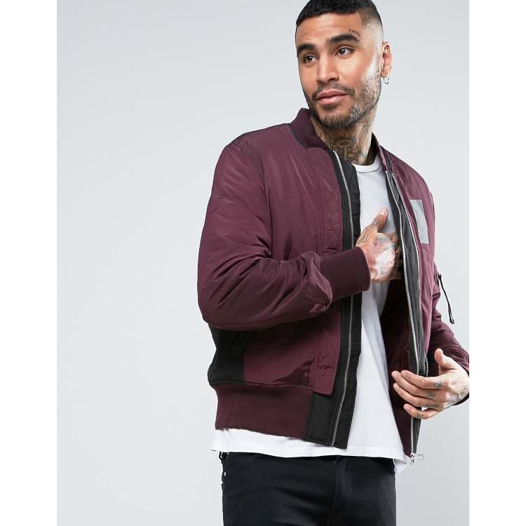 Asos burgundy shop bomber jacket