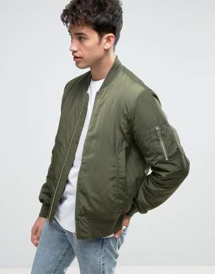 ASOS Bomber Jacket with MA1 Pocket in Khaki