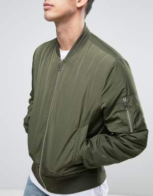 ASOS Bomber Jacket with MA1 Pocket in Khaki