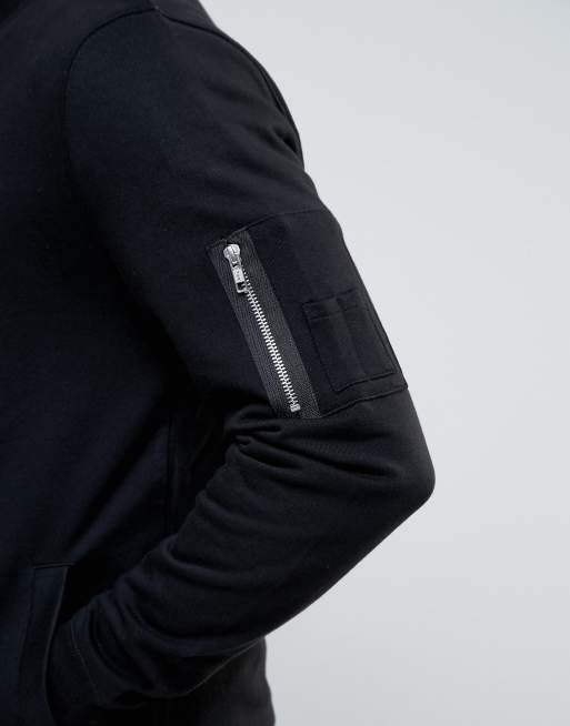 ASOS - Bomber MA1 in jersey nero, 3 di 4