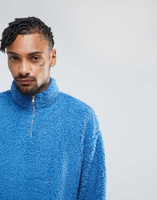 ASOS Borg Oversized Half Zip Track Sweatshirt | ASOS