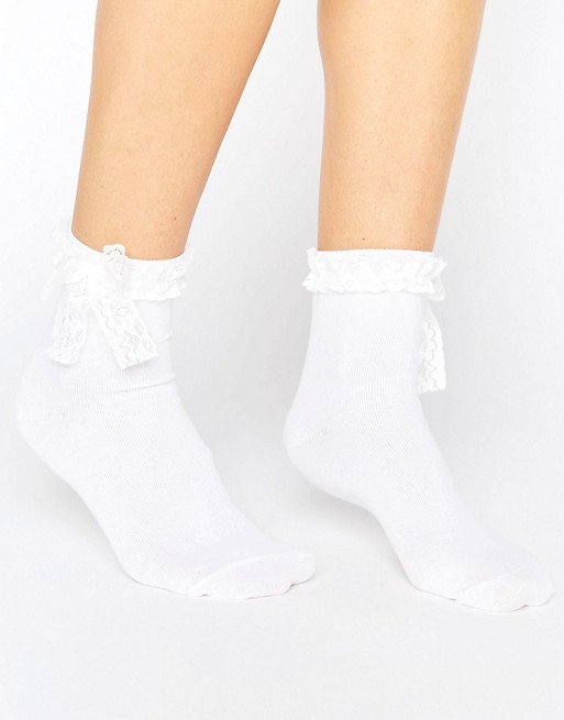 ASOS | ASOS Bow Lace Trim Ankle Socks