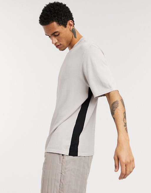 ASOS boxy knitted T shirt with side stripe