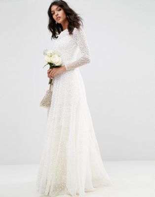 ASOS | ASOS BRIDAL Embellished Long Sleeve Maxi Dress