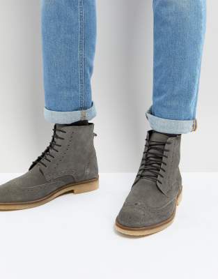 mens grey brogue boots