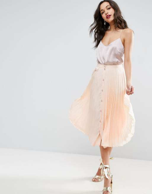 ASOS Button Through Pleated Midi Skirt | ASOS