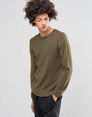 ASOS Cable Jumper in Merino Wool Mix