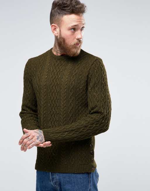 ASOS Cable Knit Sweater with Button Side Seam ASOS