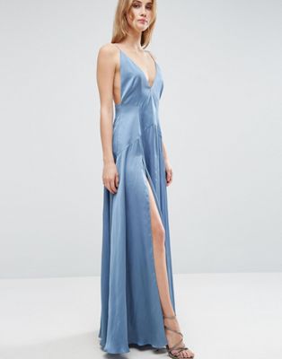 asos blue silk dress