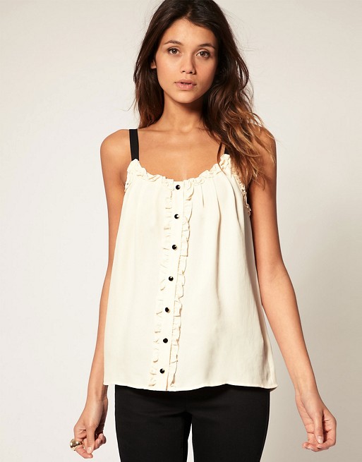 ASOS Cami With Ruffle And Button Front