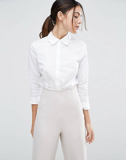ASOS - Camicia bianca con colletto smerlato