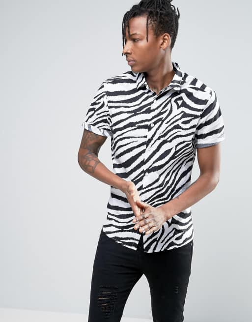 ASOS - Camicia skinny con stampa zebrata