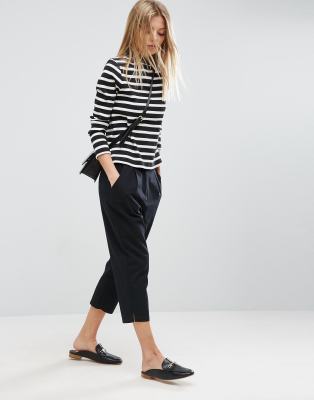 black cropped work trousers