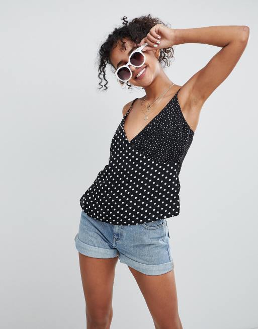 ASOS - Caraco drapé avec boutons et pois variés