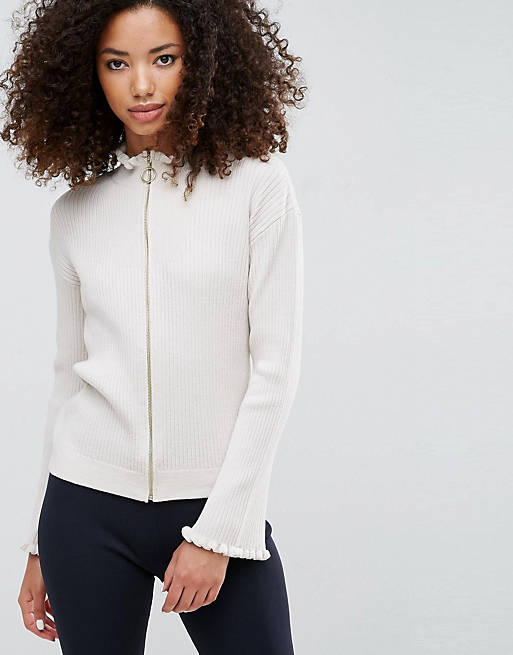 ASOS Cardigan with Zip Through and Fluted Sleeves