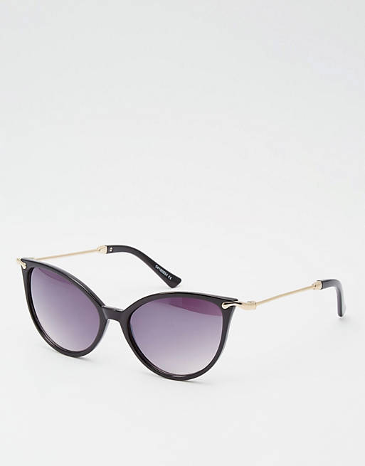 ASOS Cat Eye Sunglasses In Fine Frame And Metal Arms