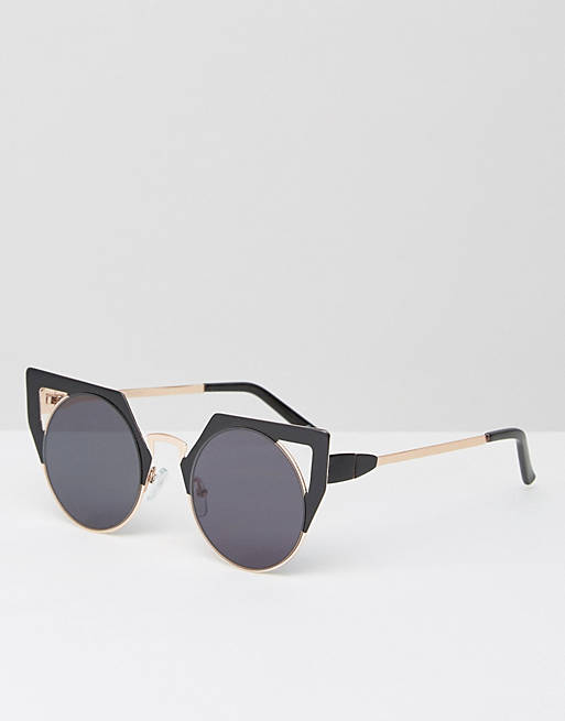 ASOS Cat Eye Sunglasses In Metal Cut Away Frame