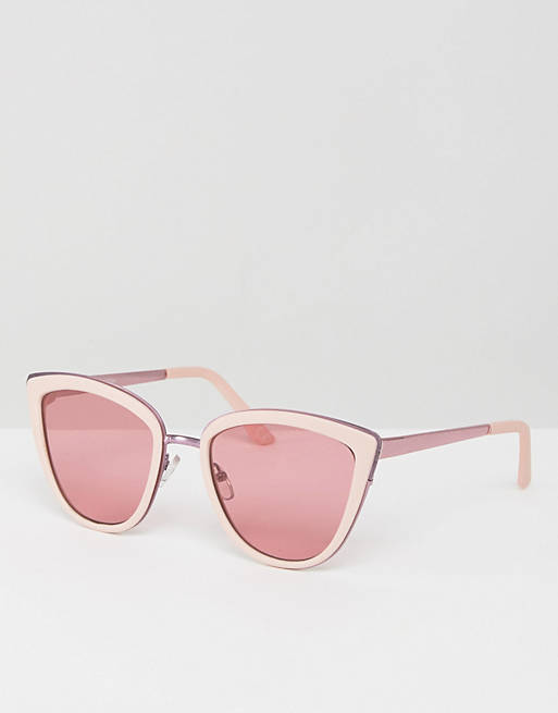 ASOS Cat Eye Sunglasses with Metal Sandwich & Pink Coloured Lens