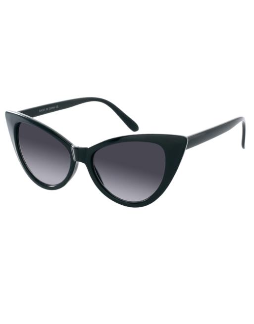 ASOS DESIGN square beveled cat eye sunglasses in shiny black