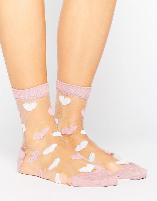 ASOS - Chaussettes transparentes motif cœurs