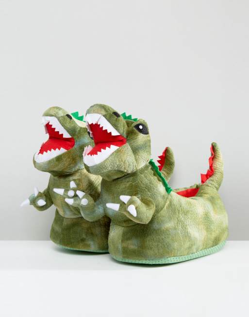 Chaussons chauds à enfiler patte de dinosaure vert La Redoute