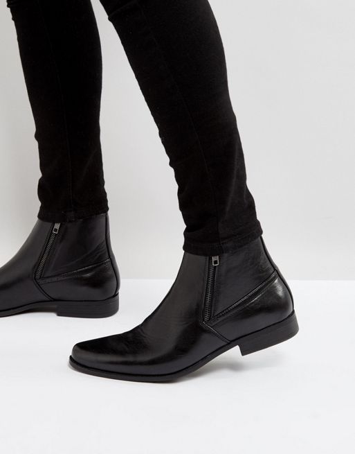ASOS | ASOS Chelsea Boots In Black Faux Leather With Zips