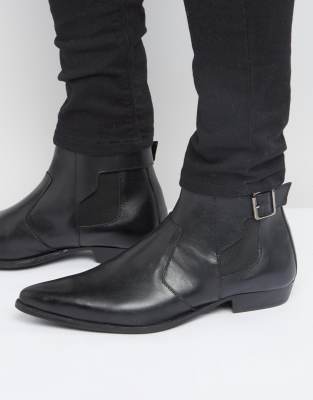 black buckle chelsea boots