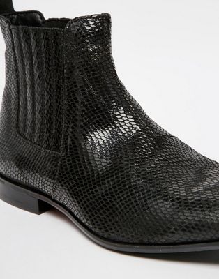 black snake print chelsea boots