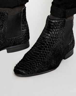 ASOS Chelsea Boots in Black Snake 