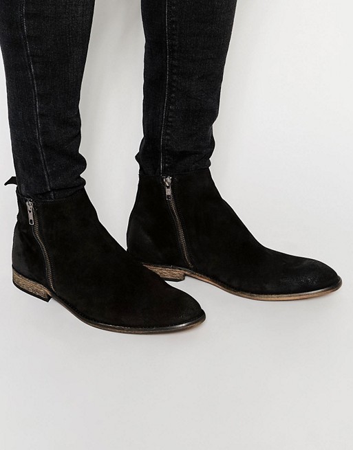 ASOS | ASOS Chelsea Boots in Black Suede With Double Zip
