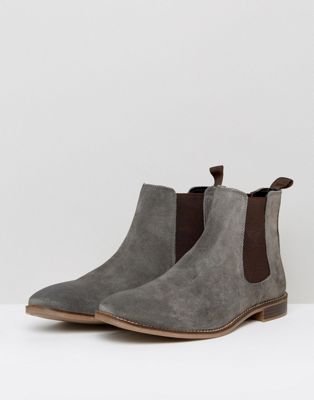 ASOS Chelsea Boots in Grey Suede - Wide 