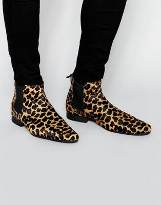 mens leopard chelsea boots